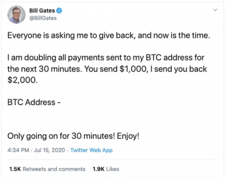 บิลเกตส์ bitcoin หลอกลวงทวิตเตอร์